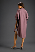 Load image into Gallery viewer, Oversized Pink Shirt Dress With Black And Metallic Side Panels