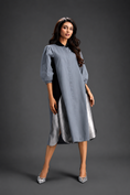 Load image into Gallery viewer, Cool Grey Shirt Dress With Black Panels And Metallic Side Detailing