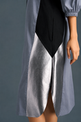 Load image into Gallery viewer, Cool Grey Shirt Dress With Black Panels And Metallic Side Detailing
