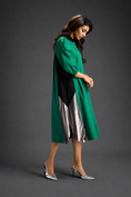 Load image into Gallery viewer, Parrot Green Shirt Dress With Black Panels And Metallic Side Detailing