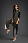 Load image into Gallery viewer, Colorblock Jumpsuit In Dark Green , Black & Metallic Panels With Relaxed Fit