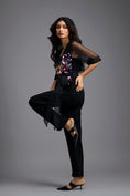 Load image into Gallery viewer, Black Sequin V-Neck Jumpsuit with Sheer Sleeves