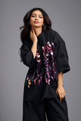 Load image into Gallery viewer, Oversized Black Sequin Shirt with Wide-Leg Pants