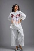 Load image into Gallery viewer, Oversized White Sequin Shirt with Wide-Leg Pants