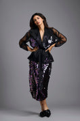 Load image into Gallery viewer, Rainbow Sequin Organza Wrap Top with Midi Skirt