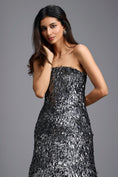 Load image into Gallery viewer, Gunmetal Sequin Strapless Mini Dress