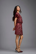 Load image into Gallery viewer, Red Draped Sequin Mini Dress
