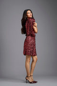 Load image into Gallery viewer, Red Draped Sequin Mini Dress