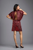 Load image into Gallery viewer, Red Draped Sequin Mini Dress