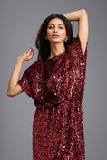 Load image into Gallery viewer, Red Draped Sequin Mini Dress