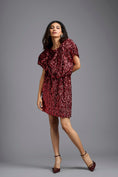 Load image into Gallery viewer, Red Draped Sequin Mini Dress