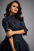 Load image into Gallery viewer, High-neck Floral Appliqué Dress
