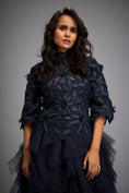 Load image into Gallery viewer, High-neck Floral Appliqué Dress