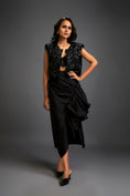 Load image into Gallery viewer, Floral Appliqué Cropped Top With Asymmetric Ruched Skirt