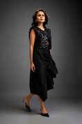 Load image into Gallery viewer, Floral Appliqué Cropped Top With Asymmetric Ruched Skirt