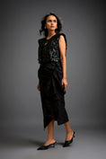 Load image into Gallery viewer, Floral Appliqué Cropped Top With Asymmetric Ruched Skirt