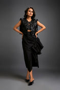 Load image into Gallery viewer, Floral Appliqué Cropped Top With Asymmetric Ruched Skirt