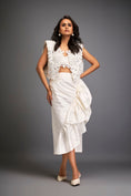 Load image into Gallery viewer, Floral Appliqué Cropped Top With Asymmetric Ruched Skirt