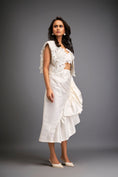 Load image into Gallery viewer, Floral Appliqué Cropped Top With Asymmetric Ruched Skirt