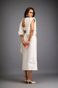 Load image into Gallery viewer, Floral Appliqué Cropped Top With Asymmetric Ruched Skirt