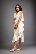 Load image into Gallery viewer, Floral Appliqué Cropped Top With Asymmetric Ruched Skirt