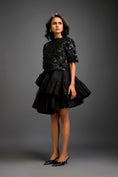 Load image into Gallery viewer, Floral Appliqué Top With Tiered Ruffled Skirt