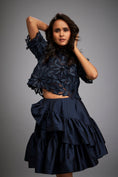 Load image into Gallery viewer, Floral Appliqué Top With Tiered Ruffled Skirt