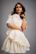 Load image into Gallery viewer, Floral Appliqué Top With Tiered Ruffled Skirt