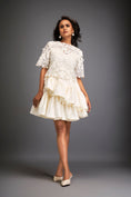 Load image into Gallery viewer, Floral Appliqué Top With Tiered Ruffled Skirt
