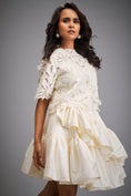 Load image into Gallery viewer, Floral Appliqué Top With Tiered Ruffled Skirt