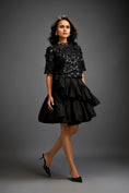 Load image into Gallery viewer, Floral Appliqué Top With Tiered Ruffled Skirt