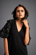 Load image into Gallery viewer, V-neck Dress With Leaf-patterned Sleeves