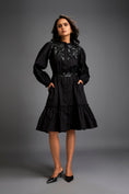 Load image into Gallery viewer, Floral Embroidered Dress With Long Structured Sleeves