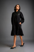 Load image into Gallery viewer, Floral Embroidered Dress With Long Structured Sleeves