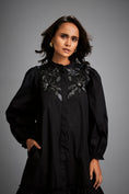 Load image into Gallery viewer, Floral Embroidered Dress With Long Structured Sleeves