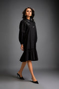 Load image into Gallery viewer, Floral Embroidered Dress With Long Structured Sleeves