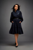 Load image into Gallery viewer, Floral Embroidered Dress With Long Structured Sleeves