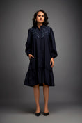 Load image into Gallery viewer, Floral Embroidered Dress With Long Structured Sleeves