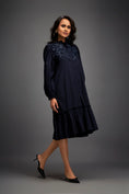 Load image into Gallery viewer, Floral Embroidered Dress With Long Structured Sleeves