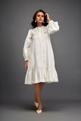 Load image into Gallery viewer, Floral Embroidered Dress With Long Structured Sleeves