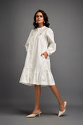 Load image into Gallery viewer, Floral Embroidered Dress With Long Structured Sleeves