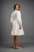 Load image into Gallery viewer, Floral Embroidered Dress With Long Structured Sleeves