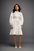 Load image into Gallery viewer, Floral Embroidered Dress With Long Structured Sleeves