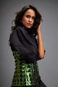 Load image into Gallery viewer, Shirtdress With Metallic Corset And Geometric Cutout Detailing