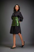 Load image into Gallery viewer, Shirtdress With Metallic Corset And Geometric Cutout Detailing