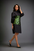 Load image into Gallery viewer, Shirtdress With Metallic Corset And Geometric Cutout Detailing
