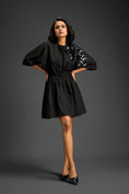 Load image into Gallery viewer, Black Floral Shoulder Shift Dress