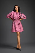 Load image into Gallery viewer, Pink Floral Shoulder Shift Dress
