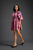 Load image into Gallery viewer, Pink Floral Shoulder Shift Dress