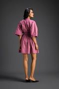 Load image into Gallery viewer, Pink Floral Shoulder Shift Dress